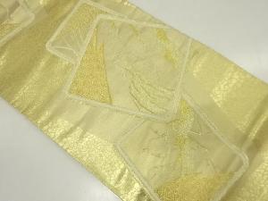 アンティーク　色紙に松・枝花模様織出し袋帯（着用可）